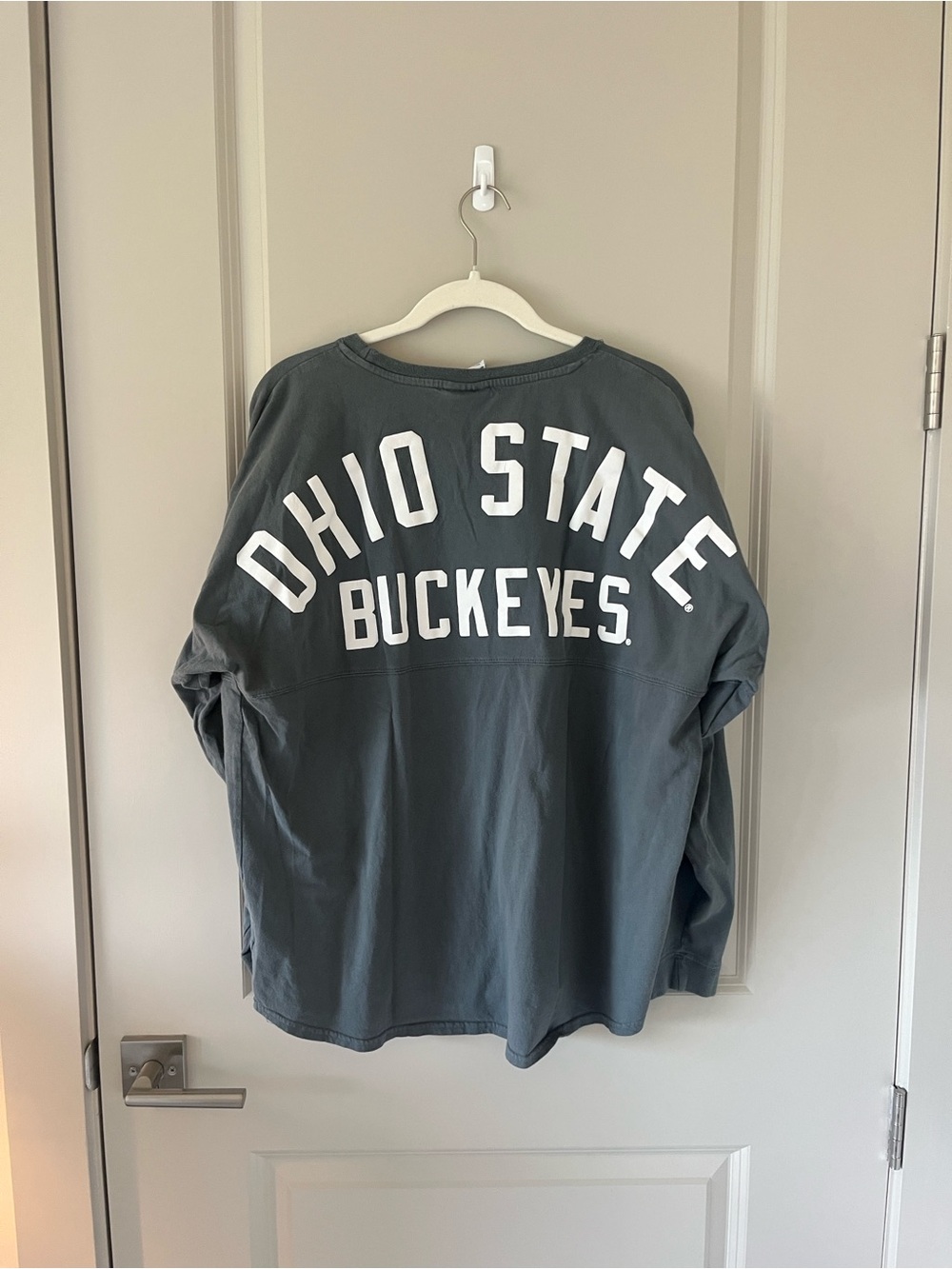 J. America Ohio state buckeyes Slate Gray Long Sleeve Crewneck Tee Spirit Jersey